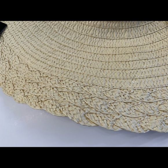 Floppy Straw Sun Hat 5” w/ Silk Bow - Beige - Picture 5 of 8